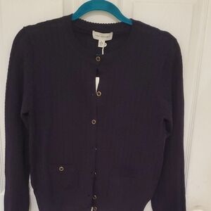 Elegant & Chick Women's Navy Blue Cardigan Sweater
